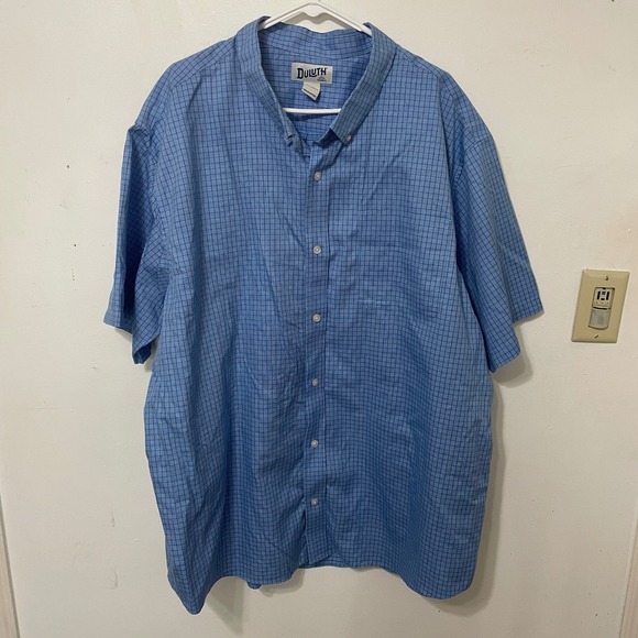 Duluth Trading Co Other - Duluth Trading Co Mens 3XL Relaxed Fit Short Sleeve Button Down Shirt Blue Grid